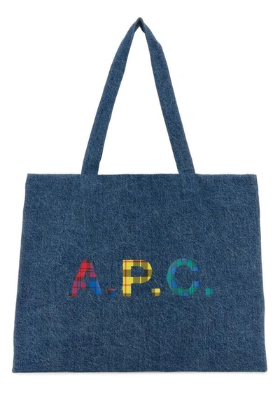 Shop Apc A.p.c. Woman Denim Diane Shopping Bag In Blue