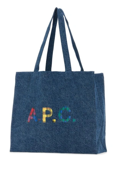 Shop Apc A.p.c. Woman Denim Diane Shopping Bag In Blue