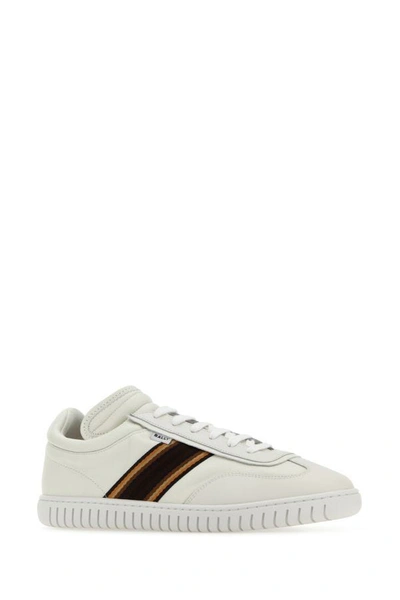 Shop Bally Man White Leather Parrel Sneakers