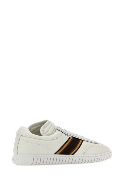Shop Bally Man White Leather Parrel Sneakers