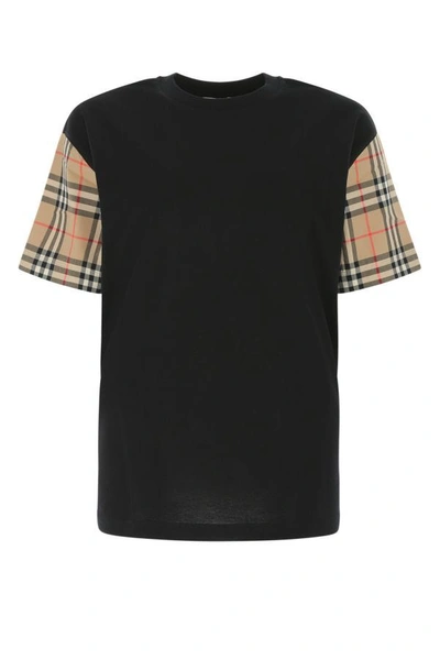 Shop Burberry Woman Black Cotton T-shirt