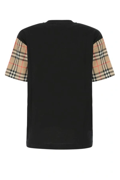 Shop Burberry Woman Black Cotton T-shirt