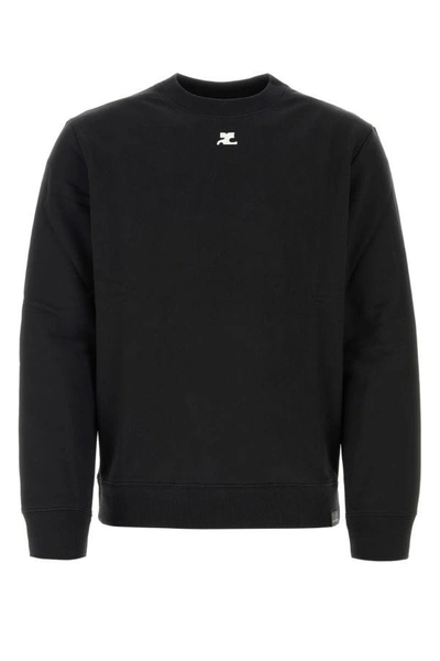 Shop Courrèges Courreges Man Black Cotton Sweatshirt