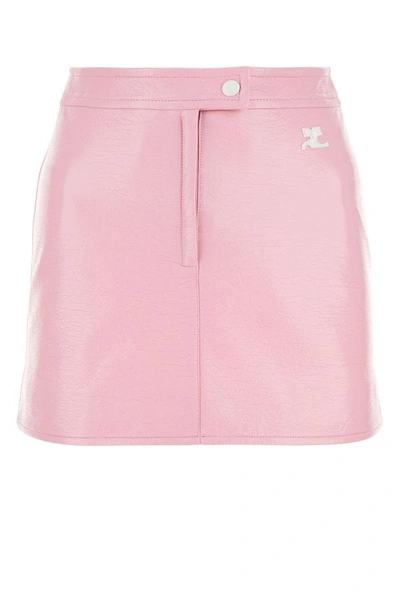 Shop Courrèges Courreges Woman Pastel Pink Vinyl Mini Skirt