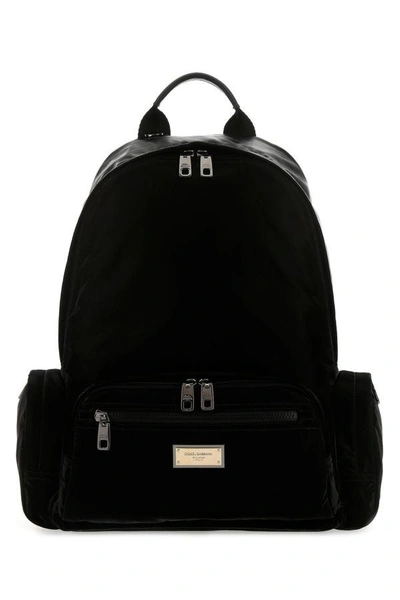 Shop Dolce & Gabbana Man Black Nylon Blend Sicilia Backpack