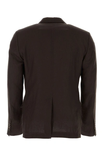 Dolce & Gabbana Double-breasted Linen Blazer In Brown
