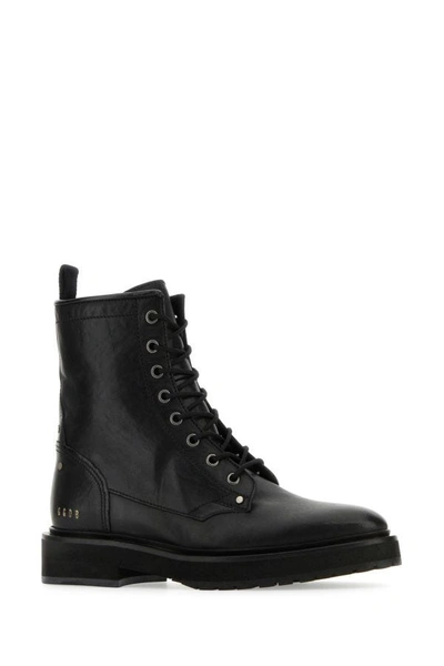Shop Golden Goose Deluxe Brand Woman Black Leather Combat Ankle Boots