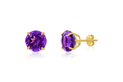 Shop Max + Stone 14k Yellow Gold 9mm Round Cut Gemstone Stud Earrings In Purple