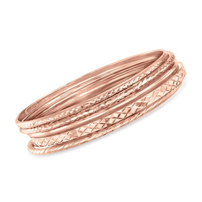 Ross-simons 18kt Rose Gold Over Sterling Silver Jewelry Set: 5 Bangle Bracelets In Gold