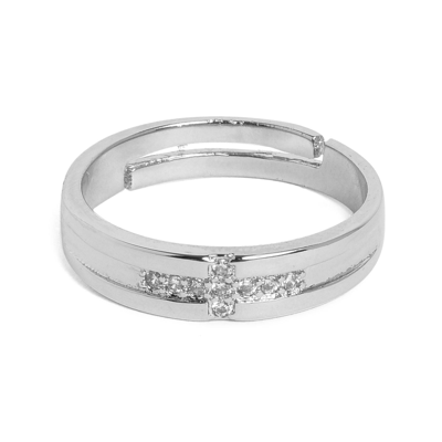 Shop Sohi Stylish Oxidised Band Ring In Silver