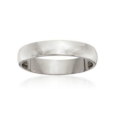 Ross-simons Men's 4mm 14kt White Gold Wedding Ring In White
