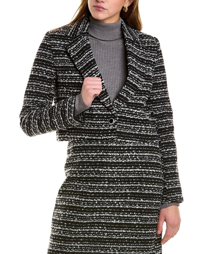 Shop Bagatelle Cropped Tweed Wool-blend Blazer In Grey