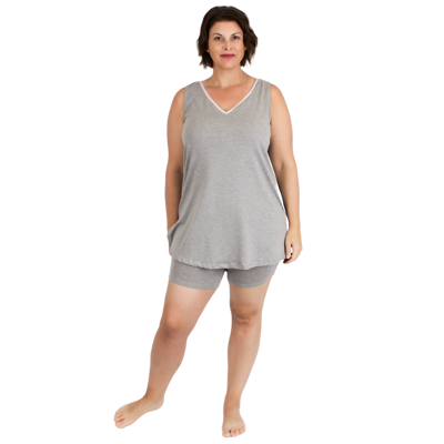 Shop Undersummers By Carrierae Lux Cotton Tank Sleep Shirt In Grey