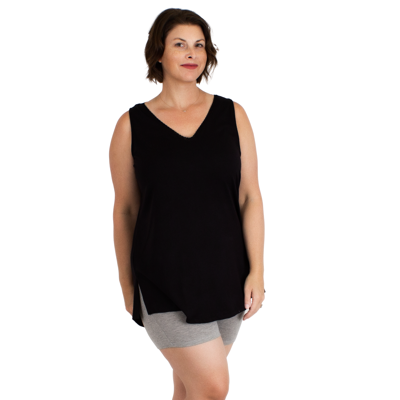 Shop Undersummers By Carrierae Lux Cotton Tank Sleep Shirt In Black