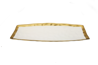 Shop Classic Touch Decor White Porcelain Oblong Tray With Gold Rim
