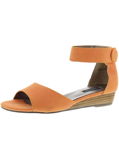 Shop Array Havana Womens Faux Leather Snake Print Wedge Sandals In Orange