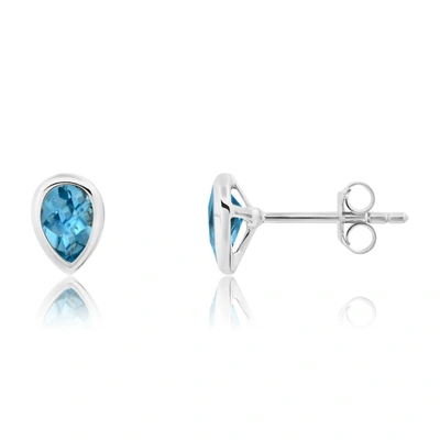 Shop Nicole Miller 14k Yellow Gold Plated Pear Cut 6mm Gemstone Bezel Set Stud Earrings With Push Backs In Multi