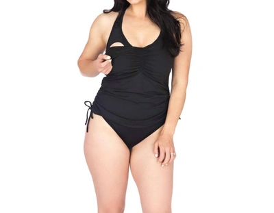 Shop Love And Fit Swimfit Nursing & Maternity Tankini In Black