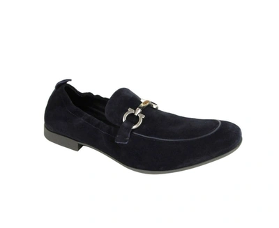 Ferragamo Men's Suede Stretch Horsebit Loafer In Blue