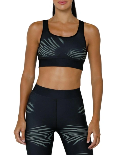 Shop Cor Spotty Zebra Womens Scoop Neck Yoga Athletic Bra In Black