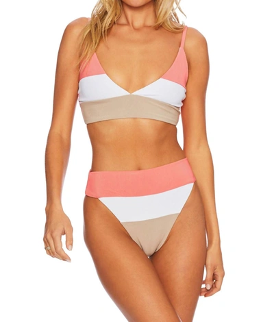 Shop Beach Riot Riza Bikini Top In Coral Colorblock In White