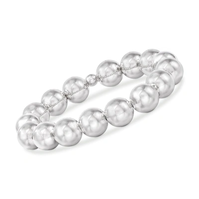Ross-simons Italian 12mm Sterling Silver Bead Stretch Bracelet In Silver