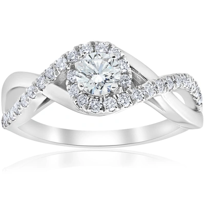 Pompeii3 1 Cttw Diamond Halo Infinity Engagement Ring 10k White Gold In Multi