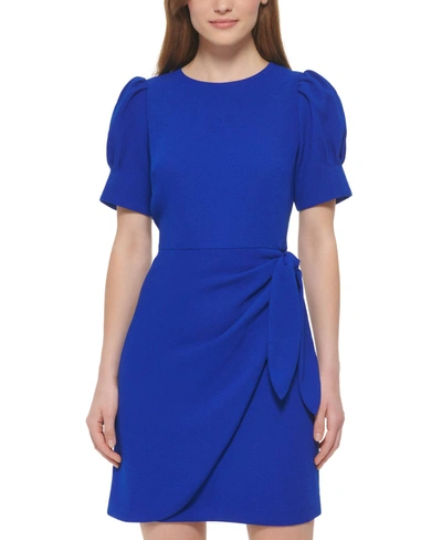 Shop Vince Camuto Crepe Novelty Sleeve Wrap Tie Dress In Cobalt In Blue