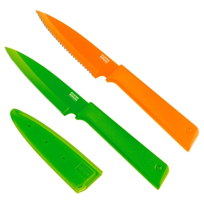 Shop Kuhn Rikon Colori+ Prep Set, Set Of 2 Serrated & Paring Knives, Orange/green