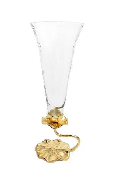 Shop Classic Touch Decor Glass Vase With Gold Lotus Flower Design