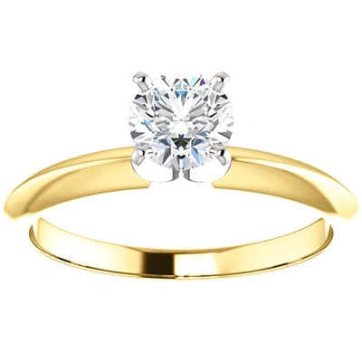 Shop Pompeii3 5/8 Ct Diamond Solitaire Round Cut Engagement Ring Two Tone 14k Yellow Gold In Multi