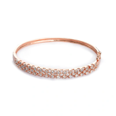 Shop Sohi Women Rose Gold White American Diamond Rose Gold-plated Bangle-style Bracelet In Pink