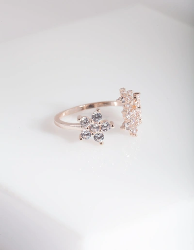 Lovisa Rose Gold Cubic Zirconia Flower Ring In Multi