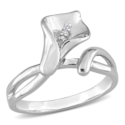 Shop Mimi & Max Diamond Accent Calla Lily Ring In Sterling Silver