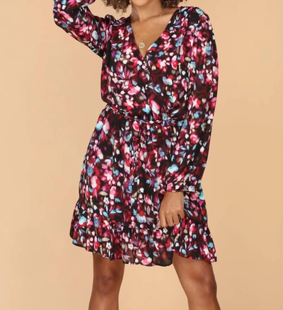 Veronica M Bali Long Sleeve Surplice Dress In Multi In Multi