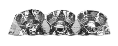 Shop Classic Touch Decor Rectangular Tray With 3 Round Bowls With Wavy Rim