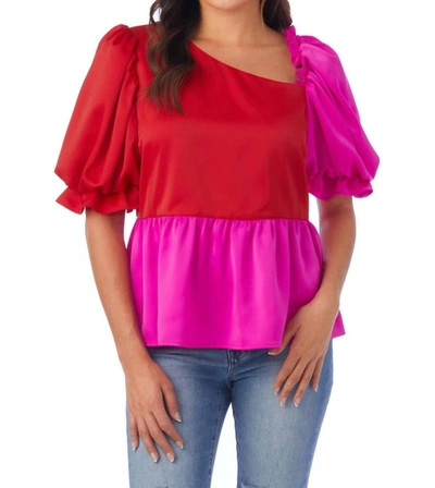 Shop Crosby By Mollie Burch Rooney Top In Mollie Pink/lollipop Red