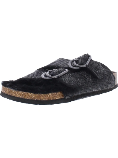 Shop Very G Monroe Womens Faux Fur Slides Footbed Sandals In Black
