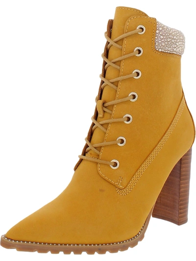 Shop Steve Madden Karmen Womens Leather Embellished Ankle Boots In Brown