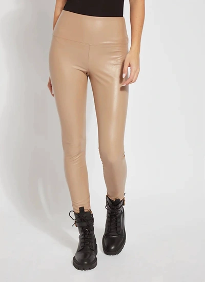 Shop Lyssé Textured Leather Legging In Velvet Brown In Gold