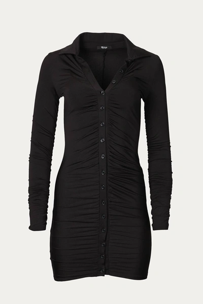 Shop Melody Fashion Ruched Jersey Shirt Dress In Black