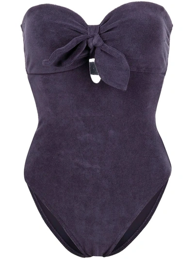 Shop Zimmermann Lyre Tie-detailed Swimsuit In Indigo In Multi
