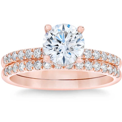 Shop Pompeii3 1 3/4 Ct Diamond Engagement Wedding Set 14k Rose Gold In Multi