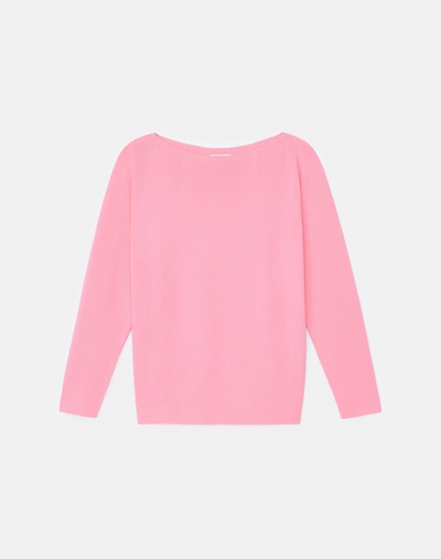 Shop Lafayette 148 Matte Crepe Bateau Neck Dolman Sweater In Pink