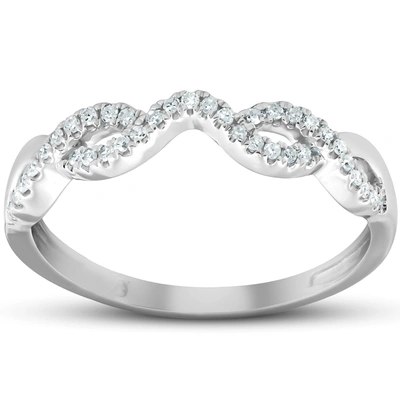 Pompeii3 Countour Infinity Diamond Guard Engagement Wedding Ring Enhancer 10k White Gold In Multi