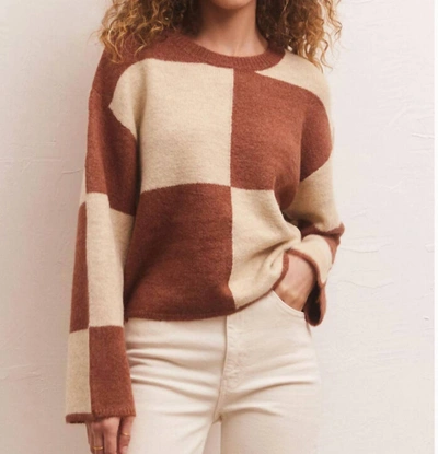 Shop Z Supply Rosi Blocked Sweater In Penny In Brown
