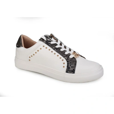 Shop Mkf Collection By Mia K Tamara Snake Tennis Shoes For Women With Adjustable Laces In White