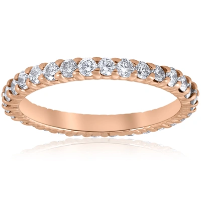 Pompeii3 G/si .90ct Diamond Eternity Ring 14k Rose Gold Womens Stackable Wedding Band In Multi