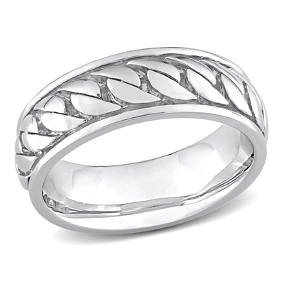 Shop Mimi & Max Ribbed Design Men's Ring In Sterling Silver