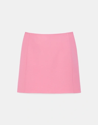 Shop Lafayette 148 Wool-silk Crepe Princess Seam Mini Skirt In Pink